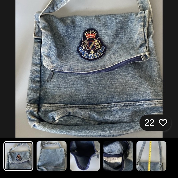 Vintage 1990’s Gitano Blue Jean/Denim purse with Embroidered Patch A 25030 - Picture 2 of 3